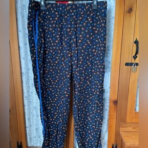 Madewell Floral Trousers w/ Blue Piping